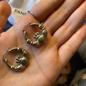 Irish claddagh hoop earrings